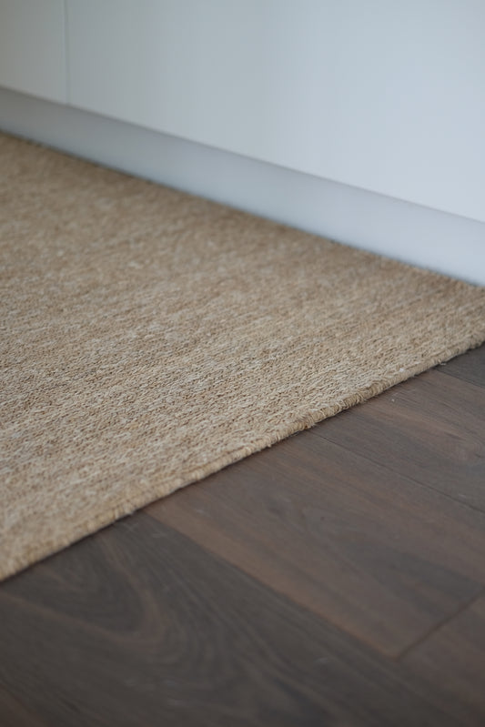 detail view of a soumak rug, woven from natural hemp, nettle or jute yarn.