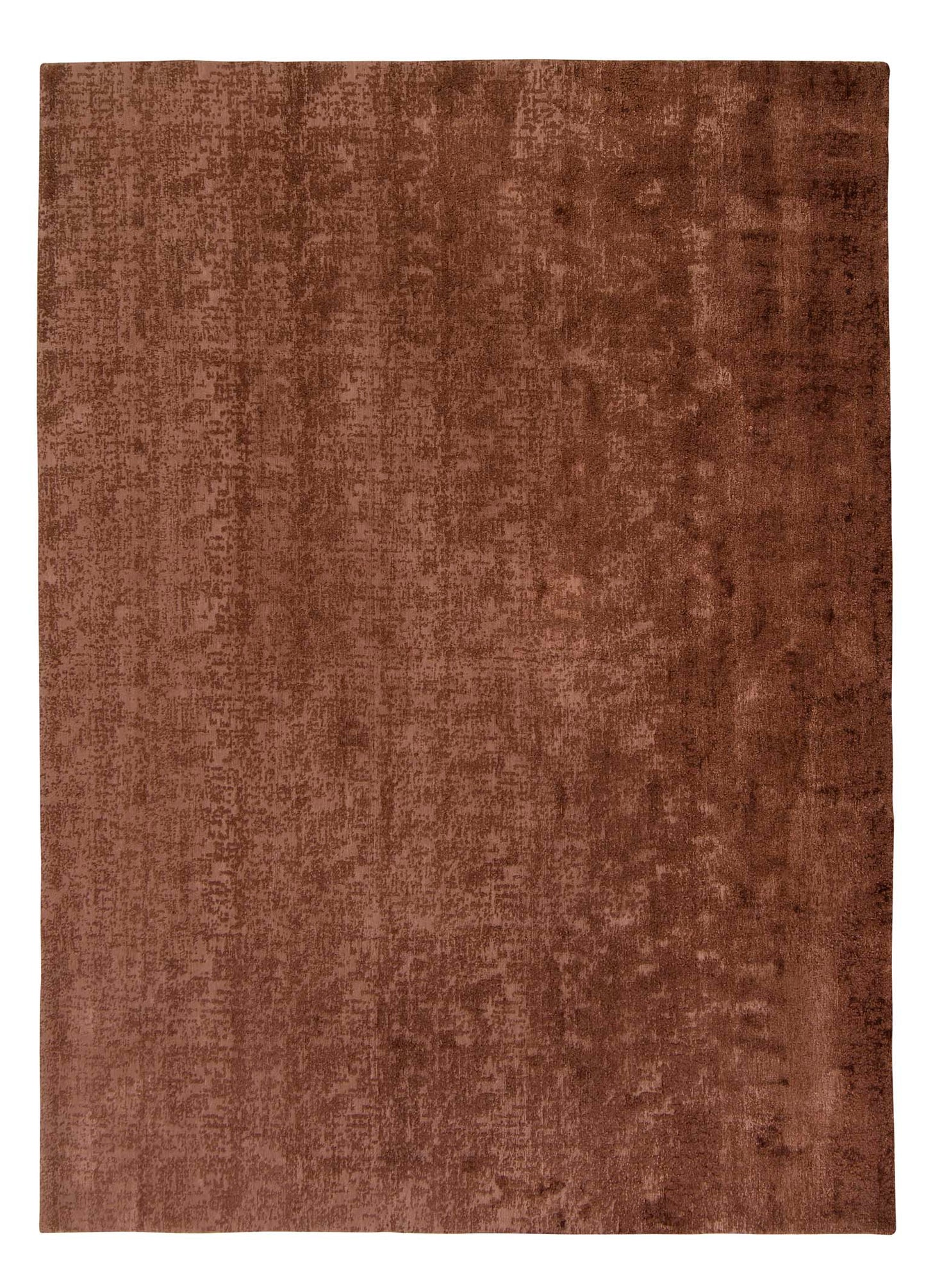 Handgeknüpfter Seidenteppich dunkelbraun mit Elementen aus Wolle in Boucléoptik