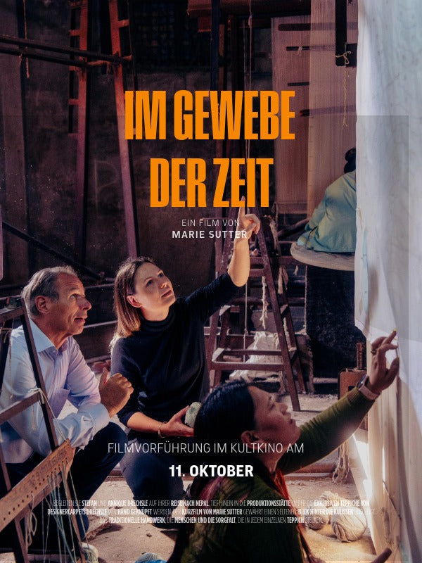 Kinoposter des Dokumentarfilms von marie Sutter über Designercarpets Drechsle