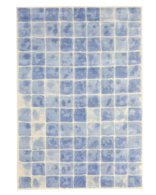 blue wool rug - finnish design, handcrafted 