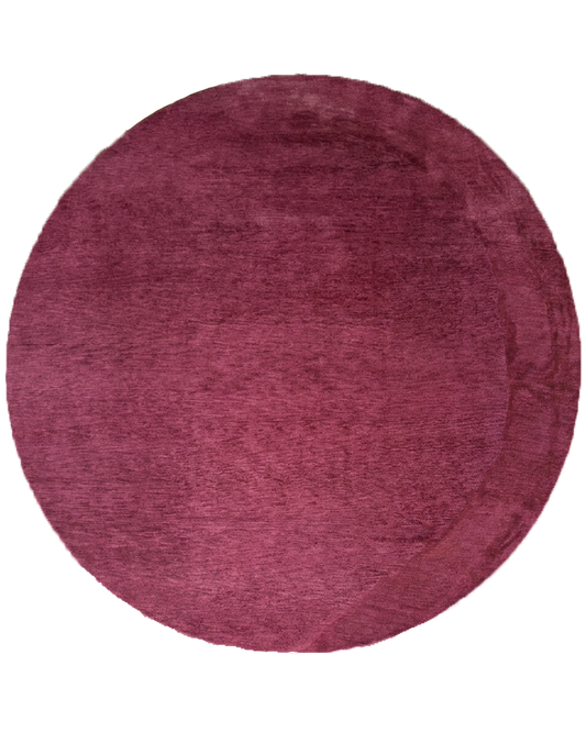 Runder roter Wollteppich mit Details aus Seide