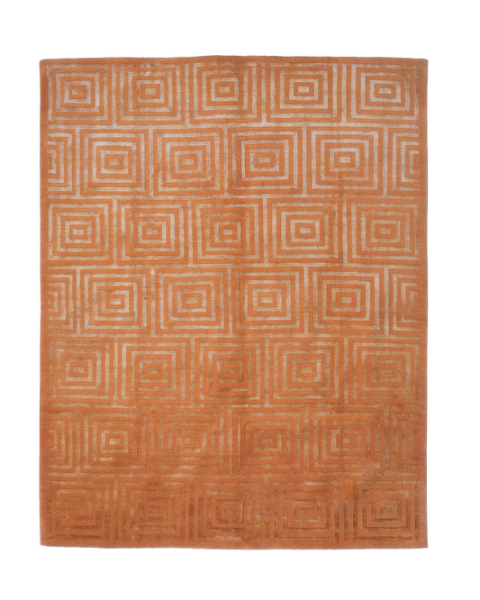 tibetisches Design im handgeknüpften Teppich in einem burnt orange ton