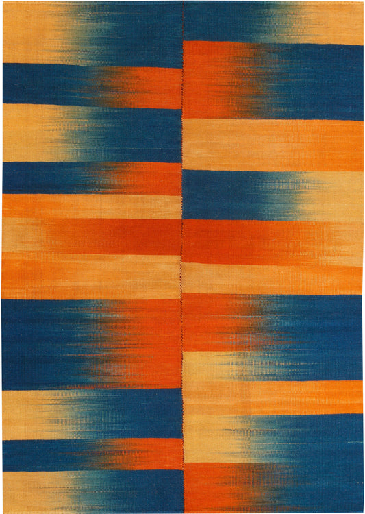 Kelim Orange-Blau 140x200cm
